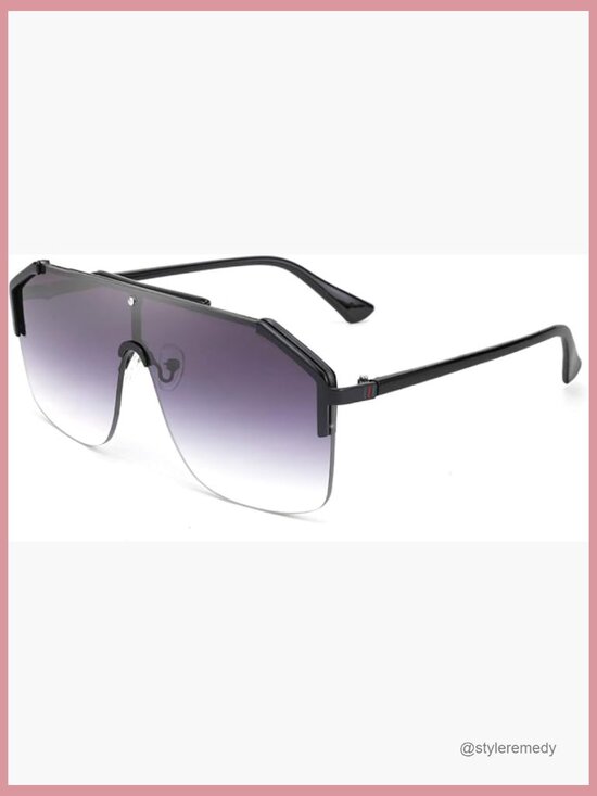 Metal Frame Oversized Rimless Sunglasses UV400 Protection Retro Classic